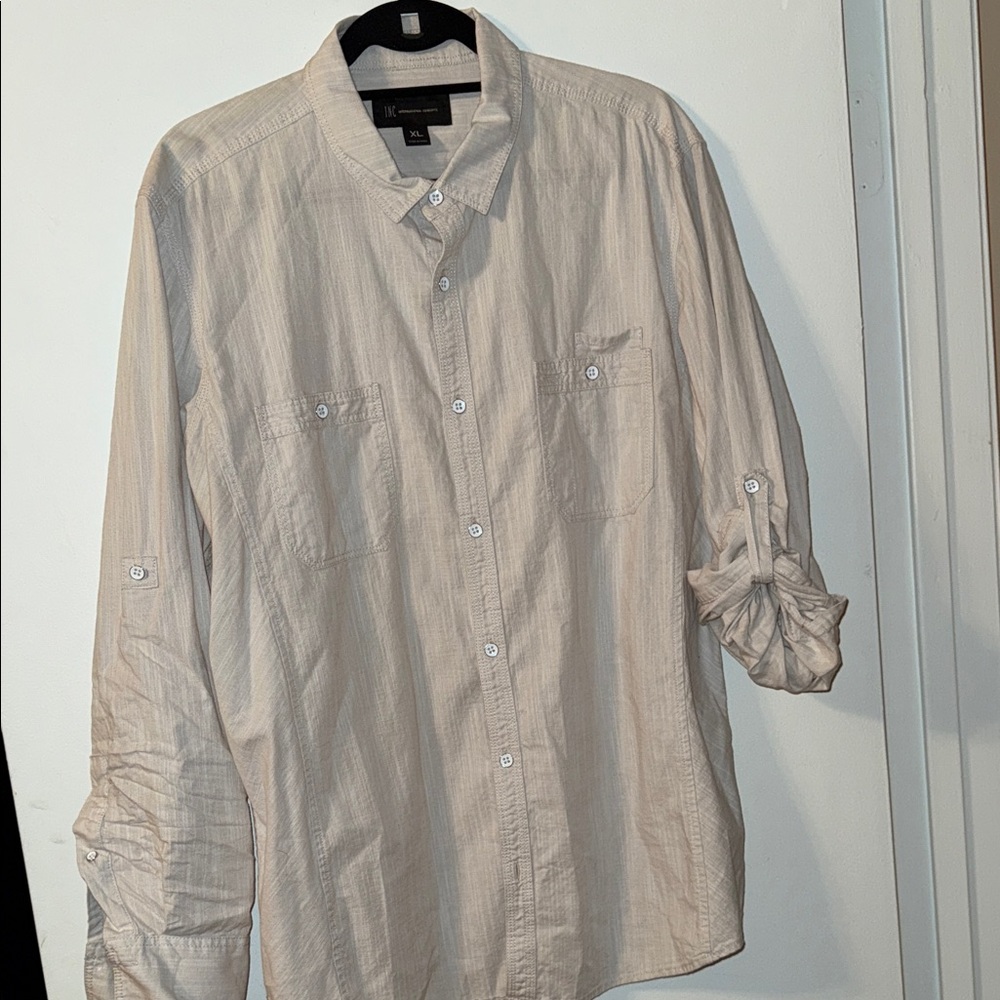 INC International Concepts Men's Light Beige Casual Shirt